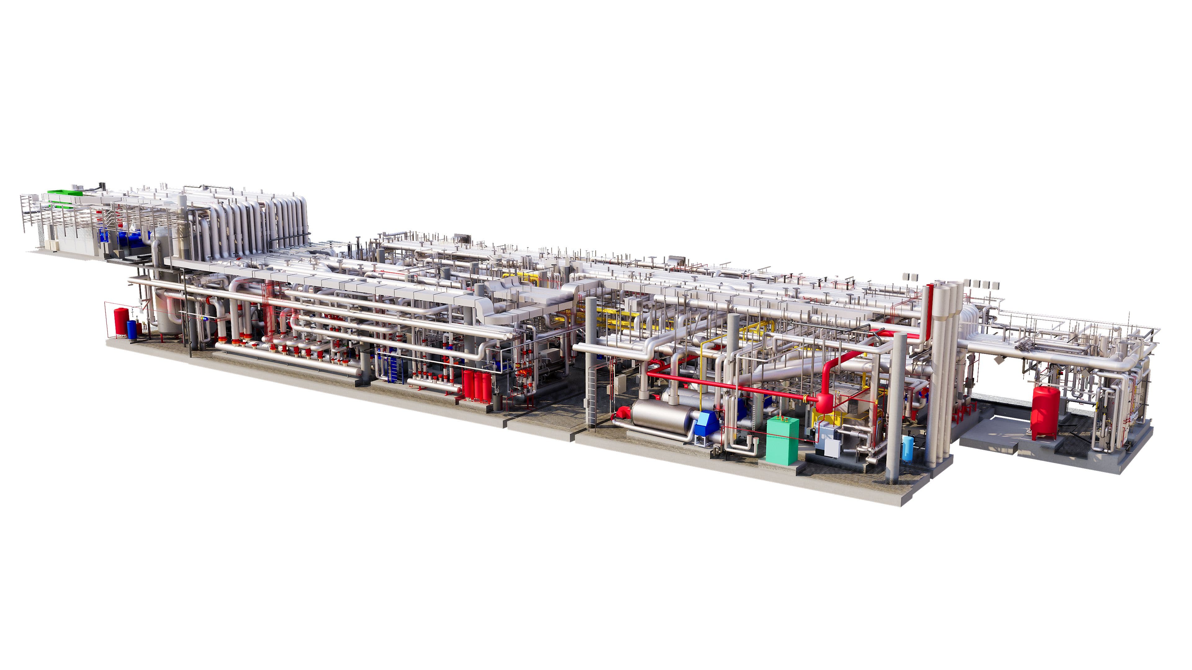 3D BIM Modell einer Technikzentrale mit technischen Anlagen erstellt aus Laserscanning und Punktwolken