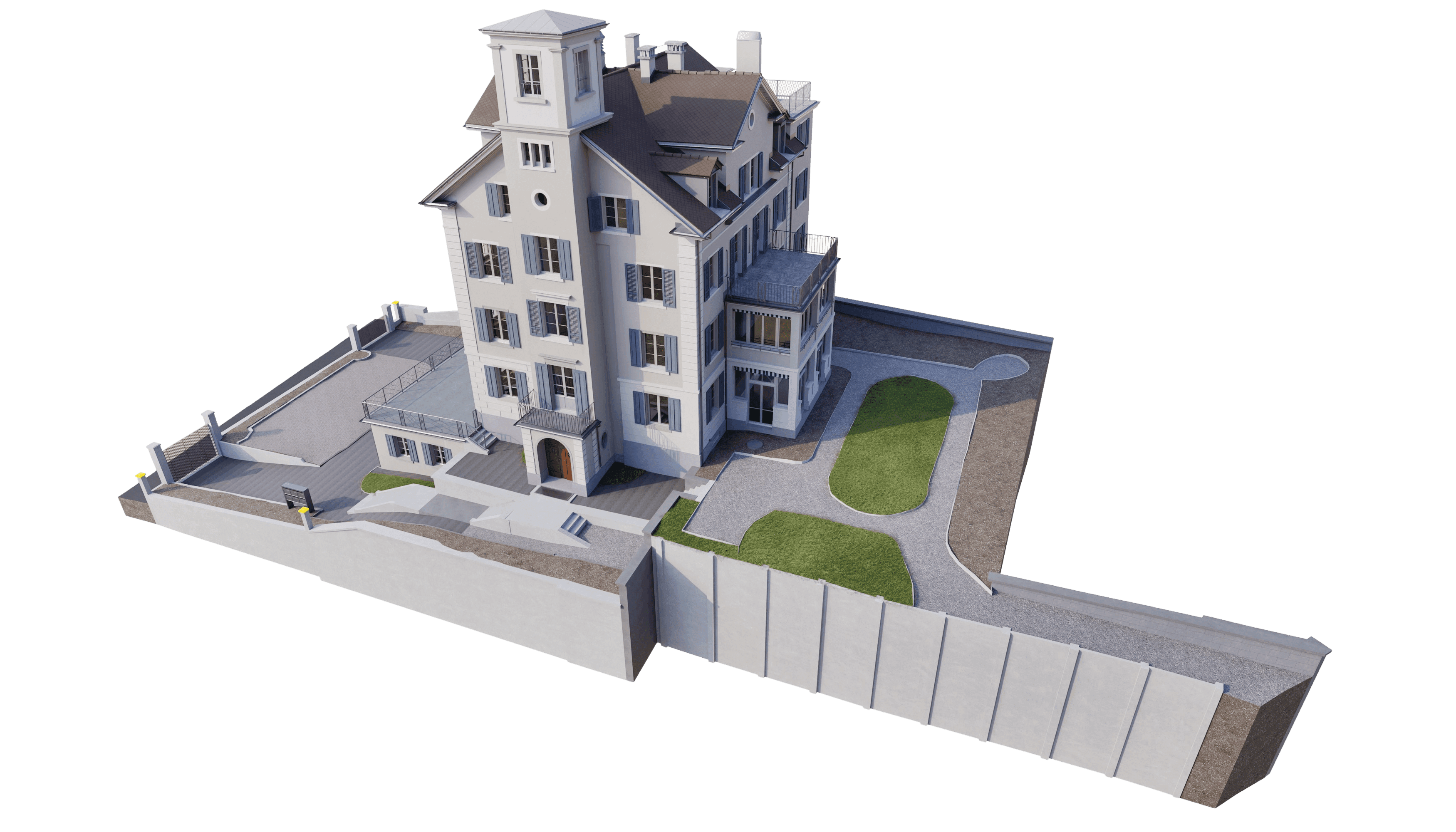 Gebäudevermessung einer Villa in Zürich als 3D-Bestandsmodell auf Basis von 3D-Laserscanning für Planung im Bestand durch VDE