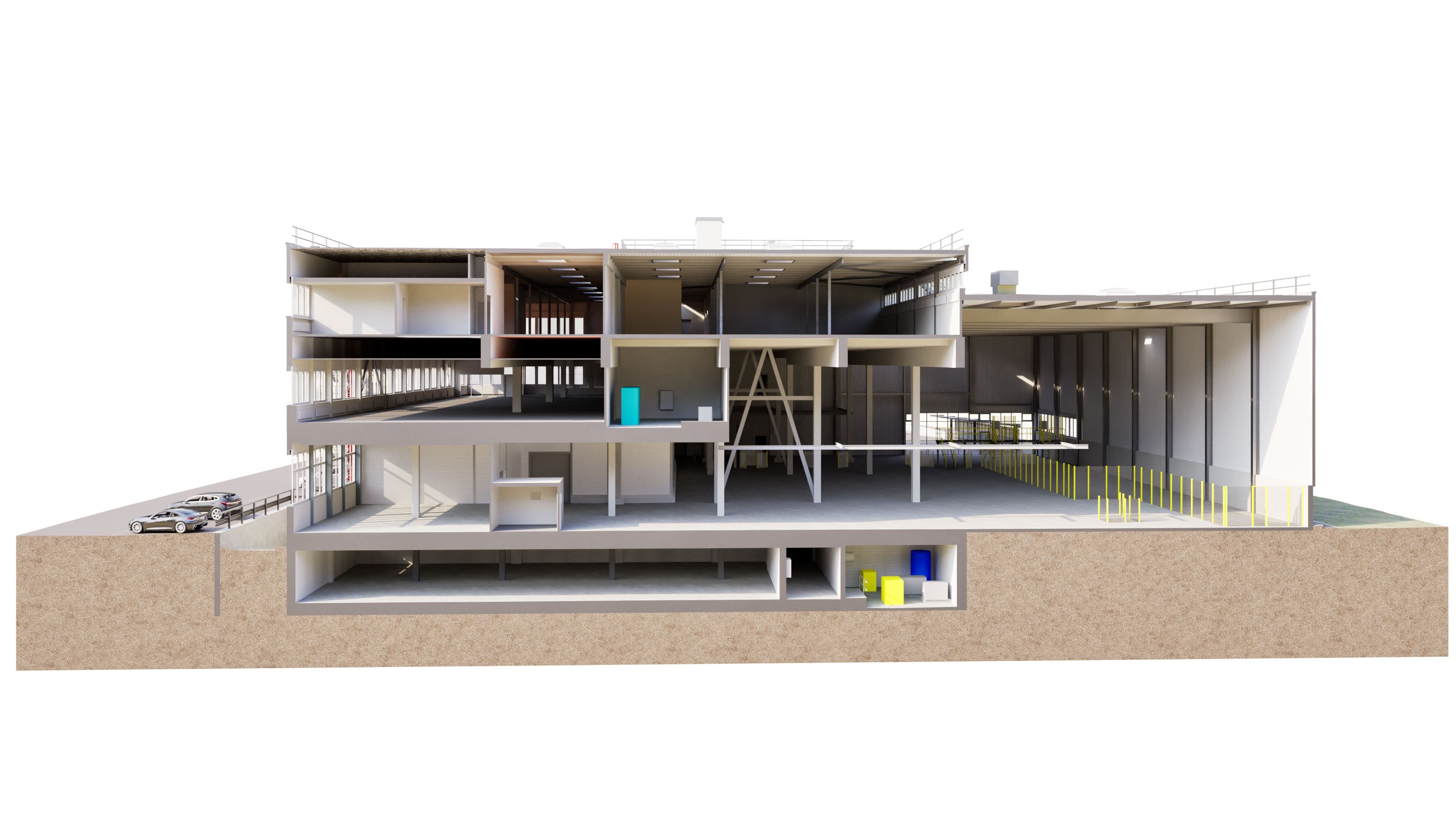 Gebäudeaufnahme einer Anlage mit 3D-Laserscanner vor Ort