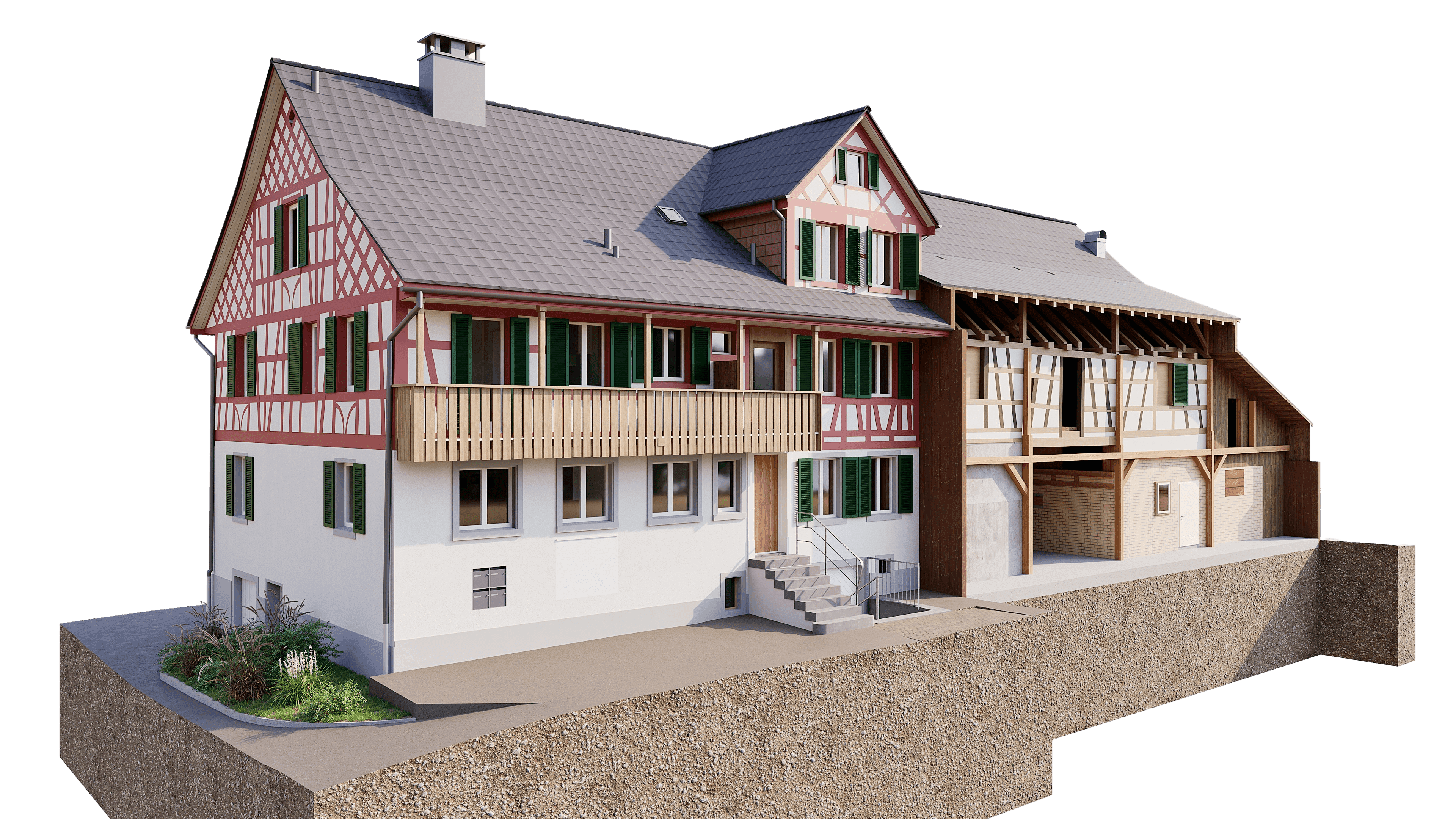 Gebäudevermessung eines Holzbaus mit Fachwerk mittels 3D-Laserscanner