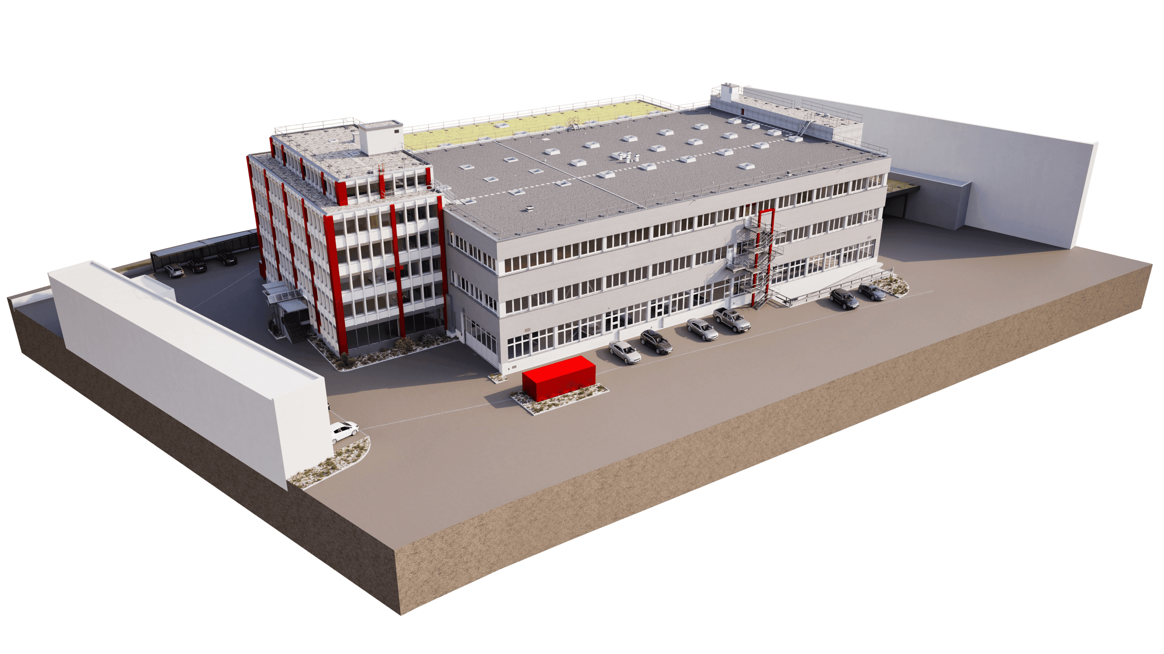 Gebäudeaufnahme einer Anlage mit 3D-Laserscanner vor Ort