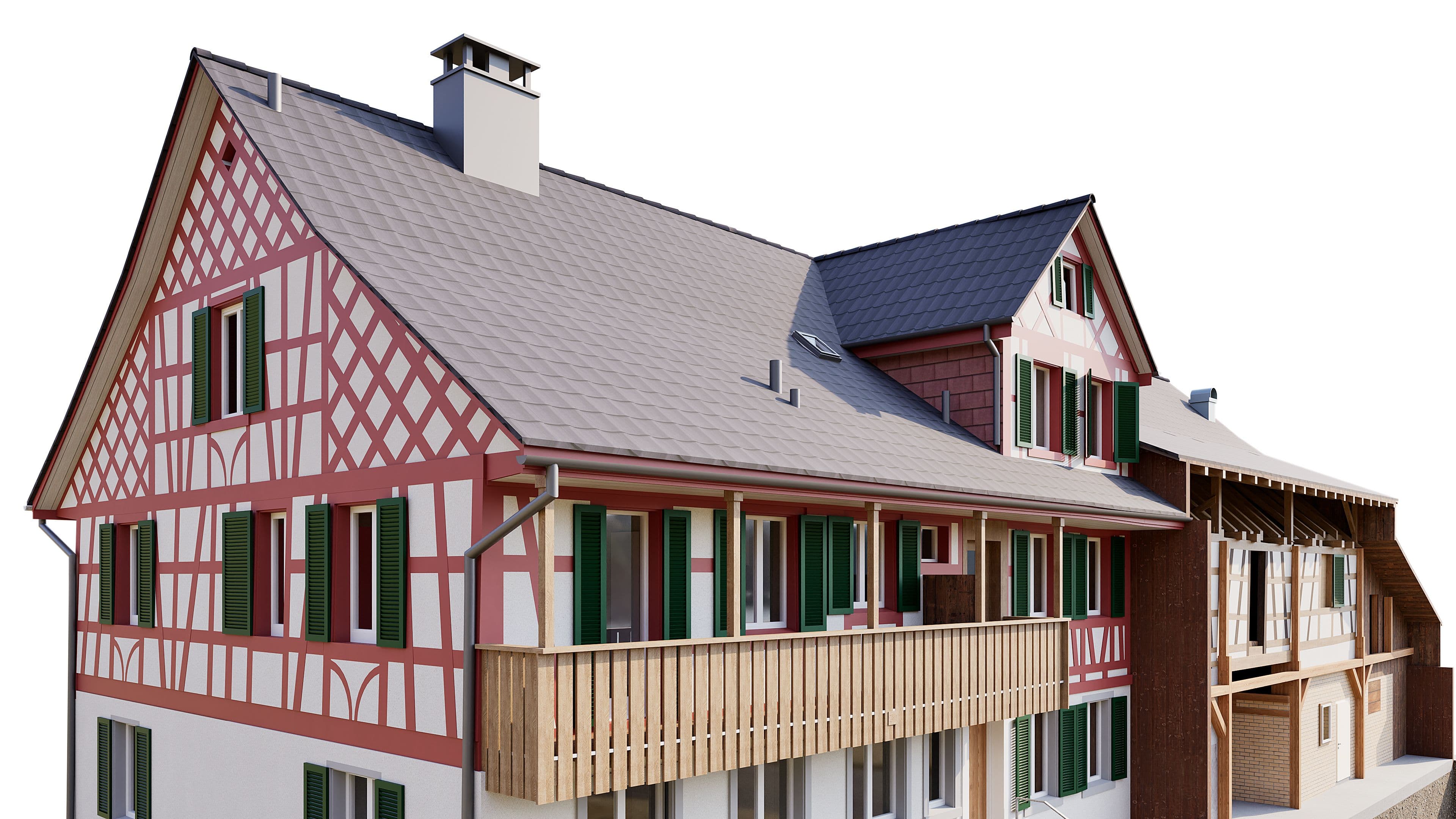 Holzbau Bestand kombiniert mit Planung im 3D-Modell