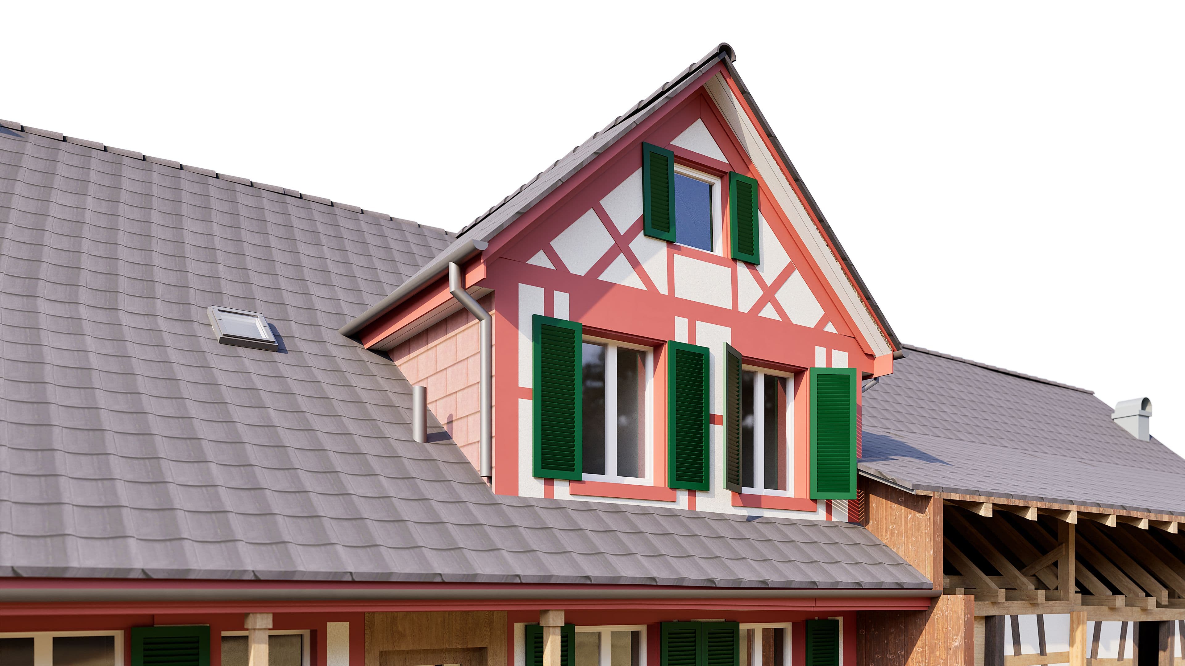 3D-Modell eines Fachwerk-Holzbaus basierend auf Laserscanning