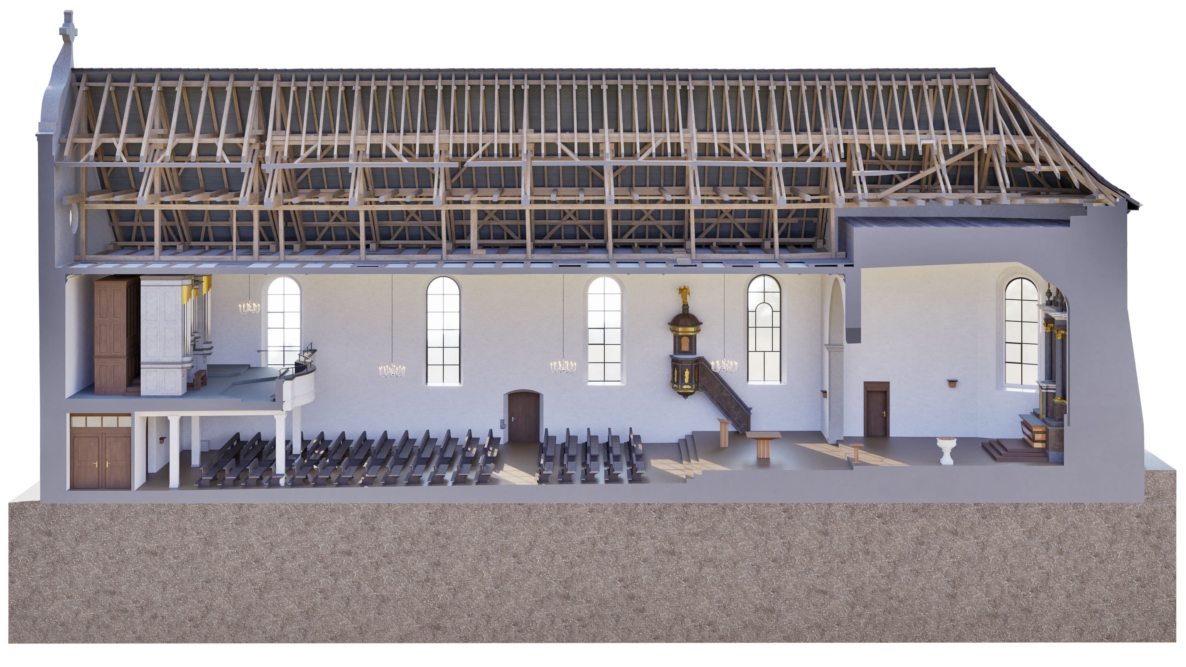 Innenraum einer Kirche erfasst mit 3D Laserscanning
