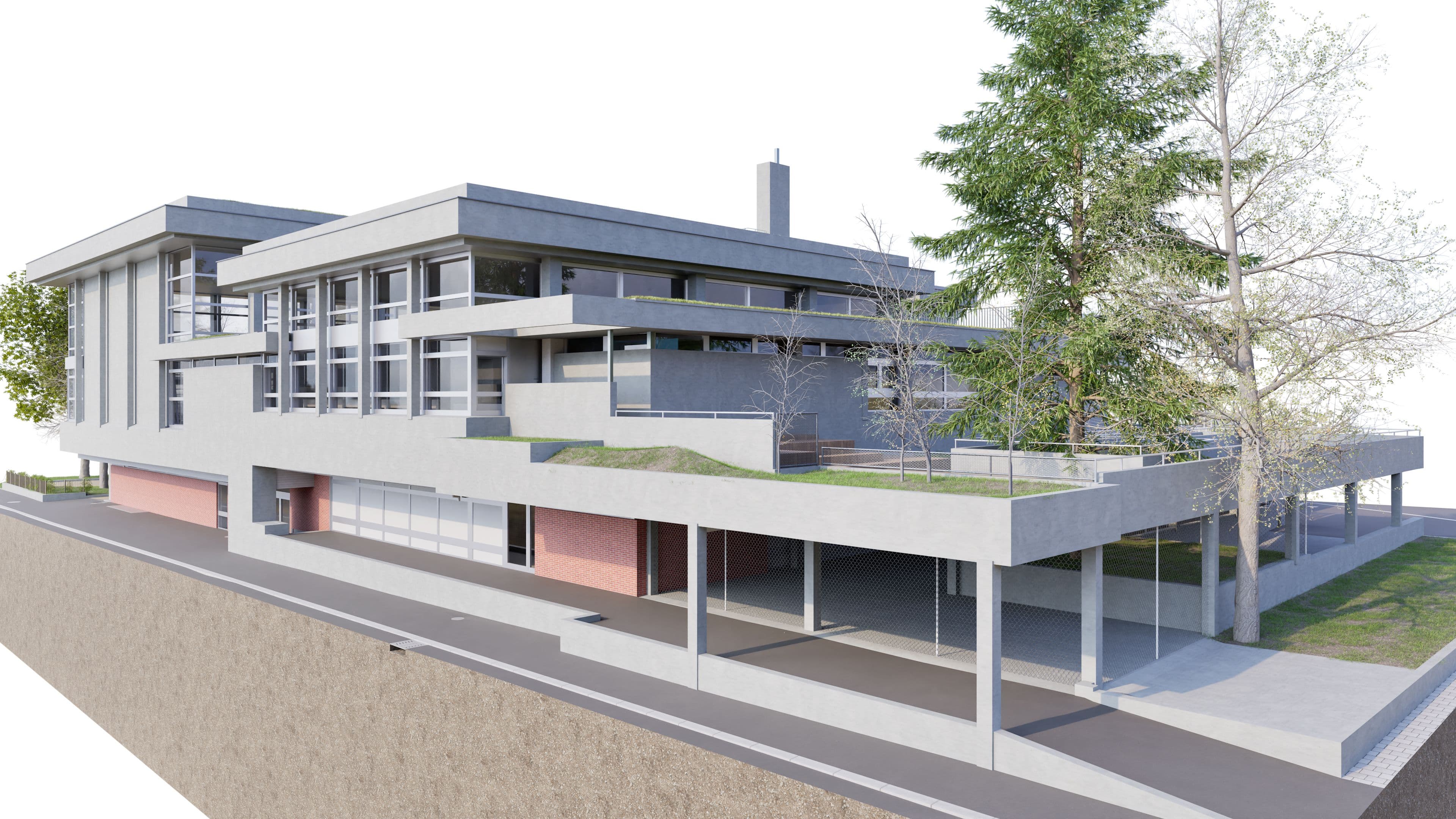 Vogelperspektive des 3D-Bestandsmodells vom Neubad Luzern, zeigt das Gesamtareal Kleinmatt/Bireggstrasse