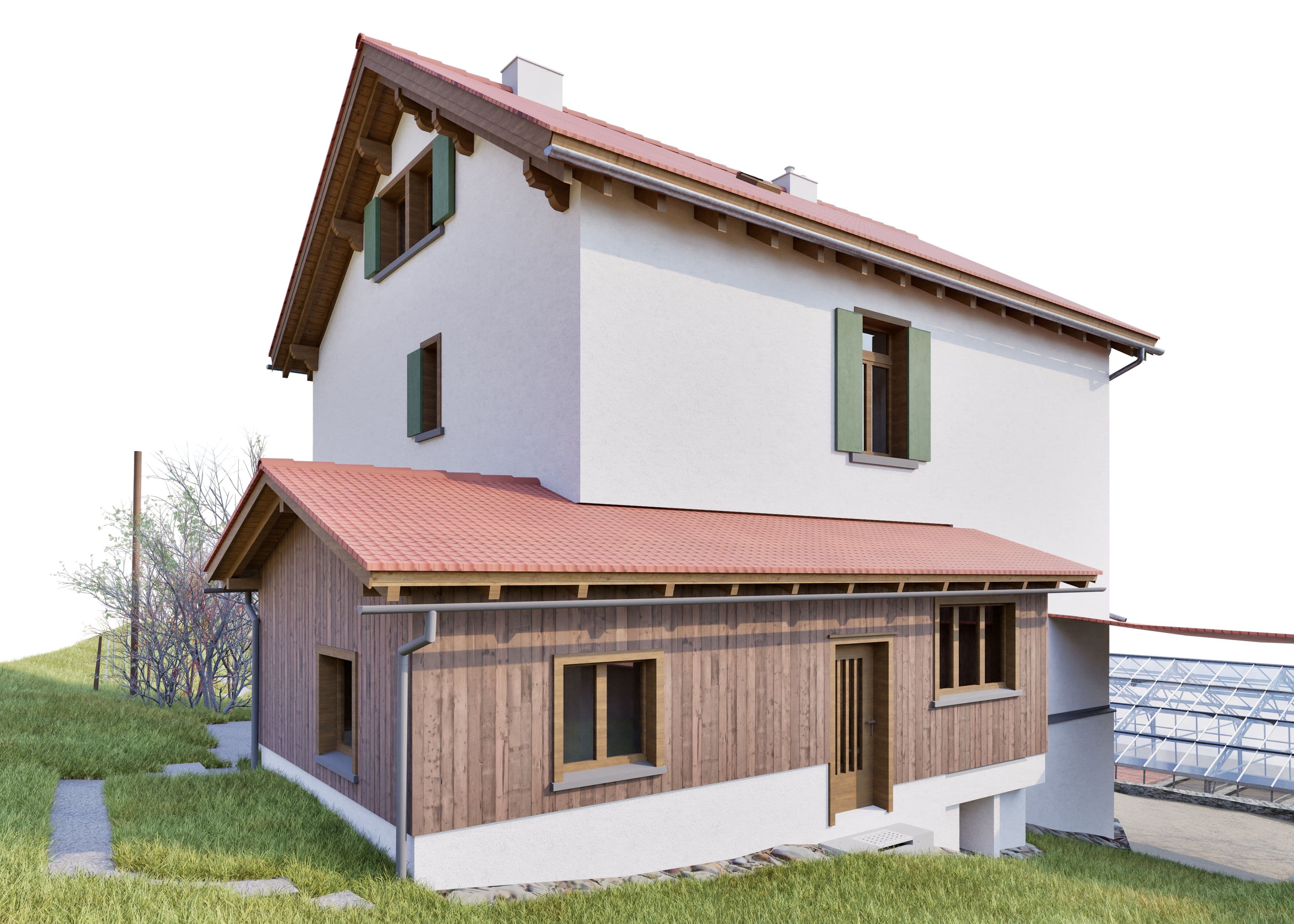 3D Vectorworks Modell eines Bestandsgebäudes in Saas im Prättigau
