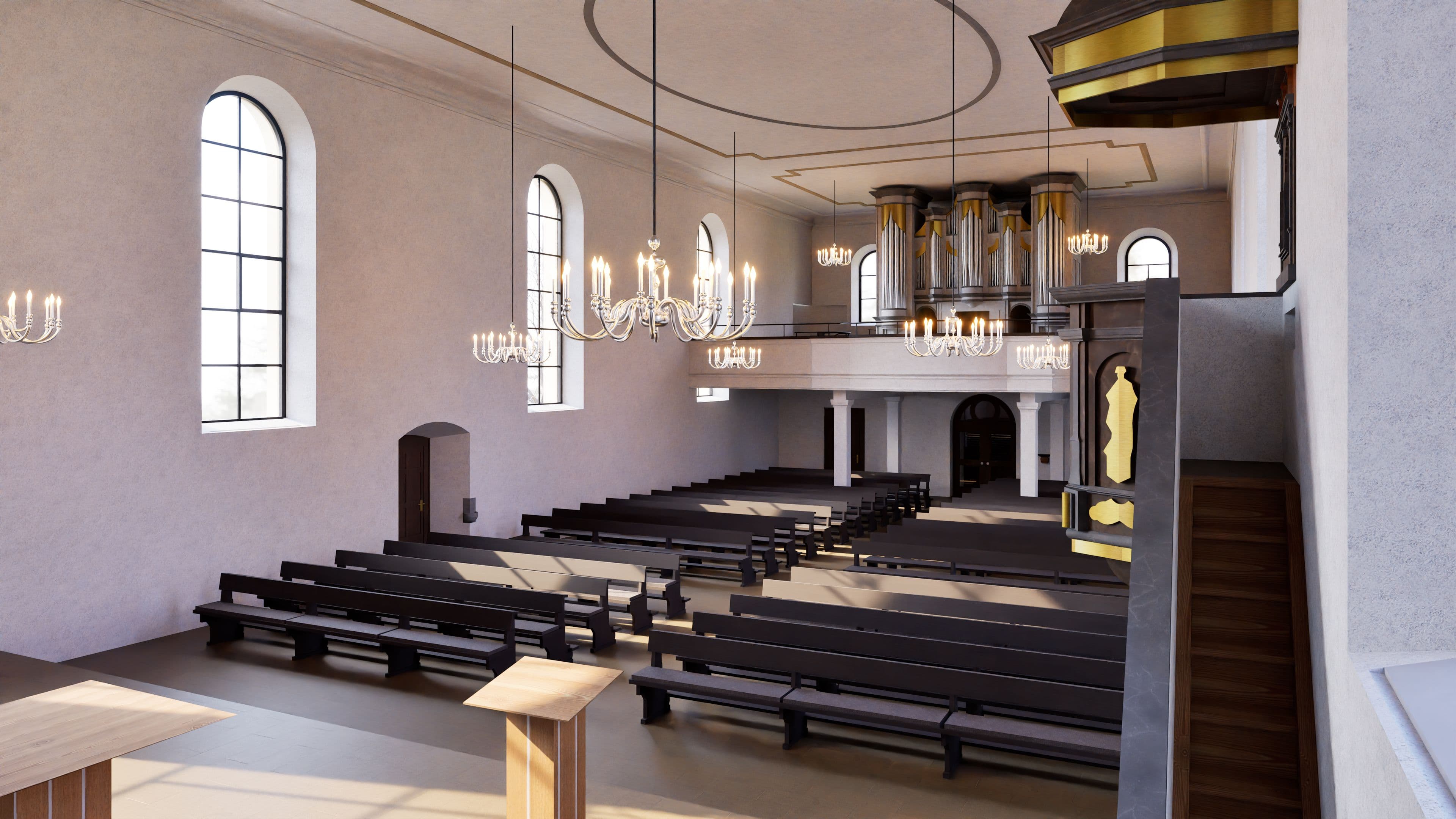 3D BIM Modell einer Kirche basierend auf Punktwolkendaten