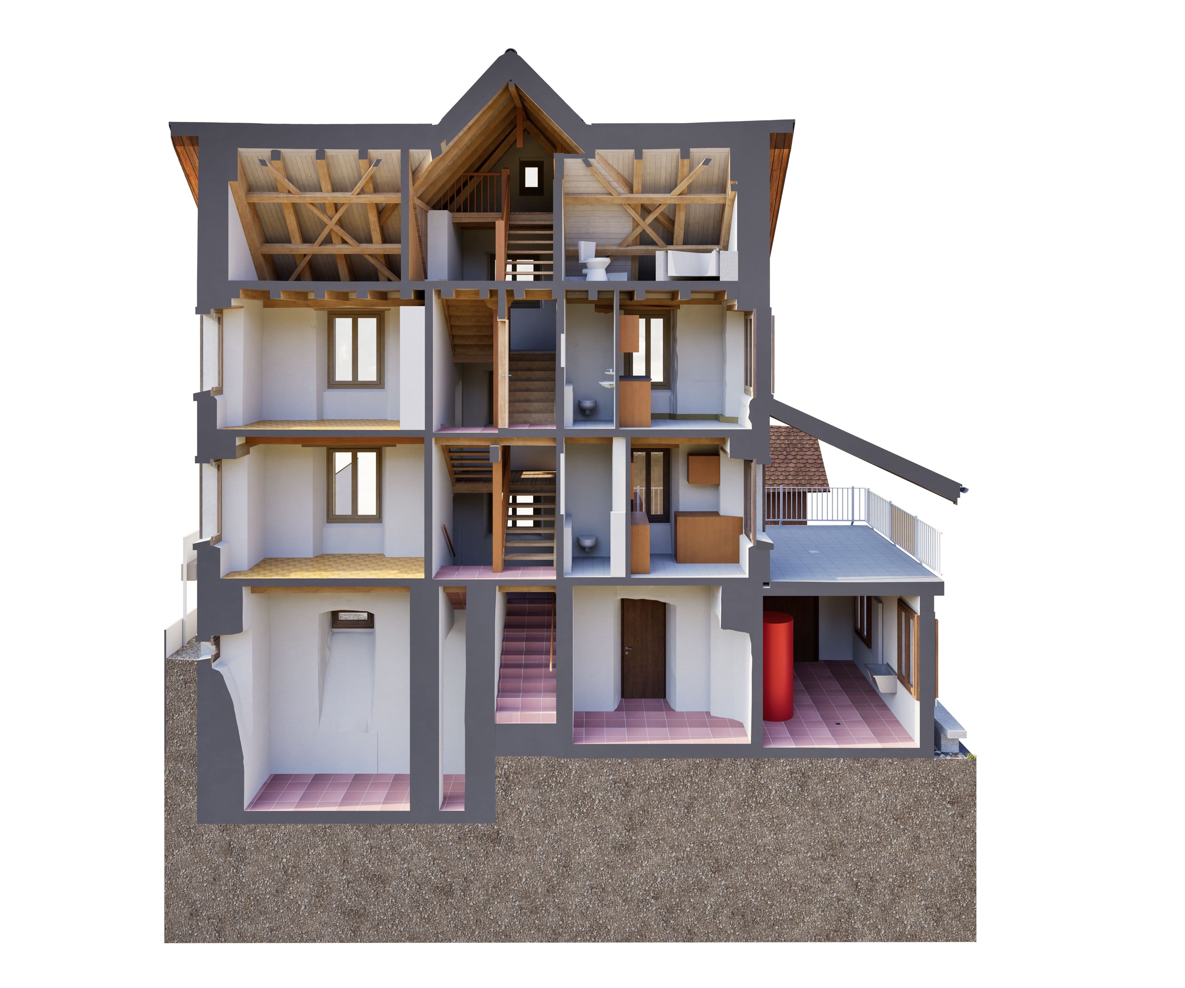 Innenraum als 3D Modell aus Punktwolke zur Analyse von Raumstruktur und Nutzungspotenzial im Bestand