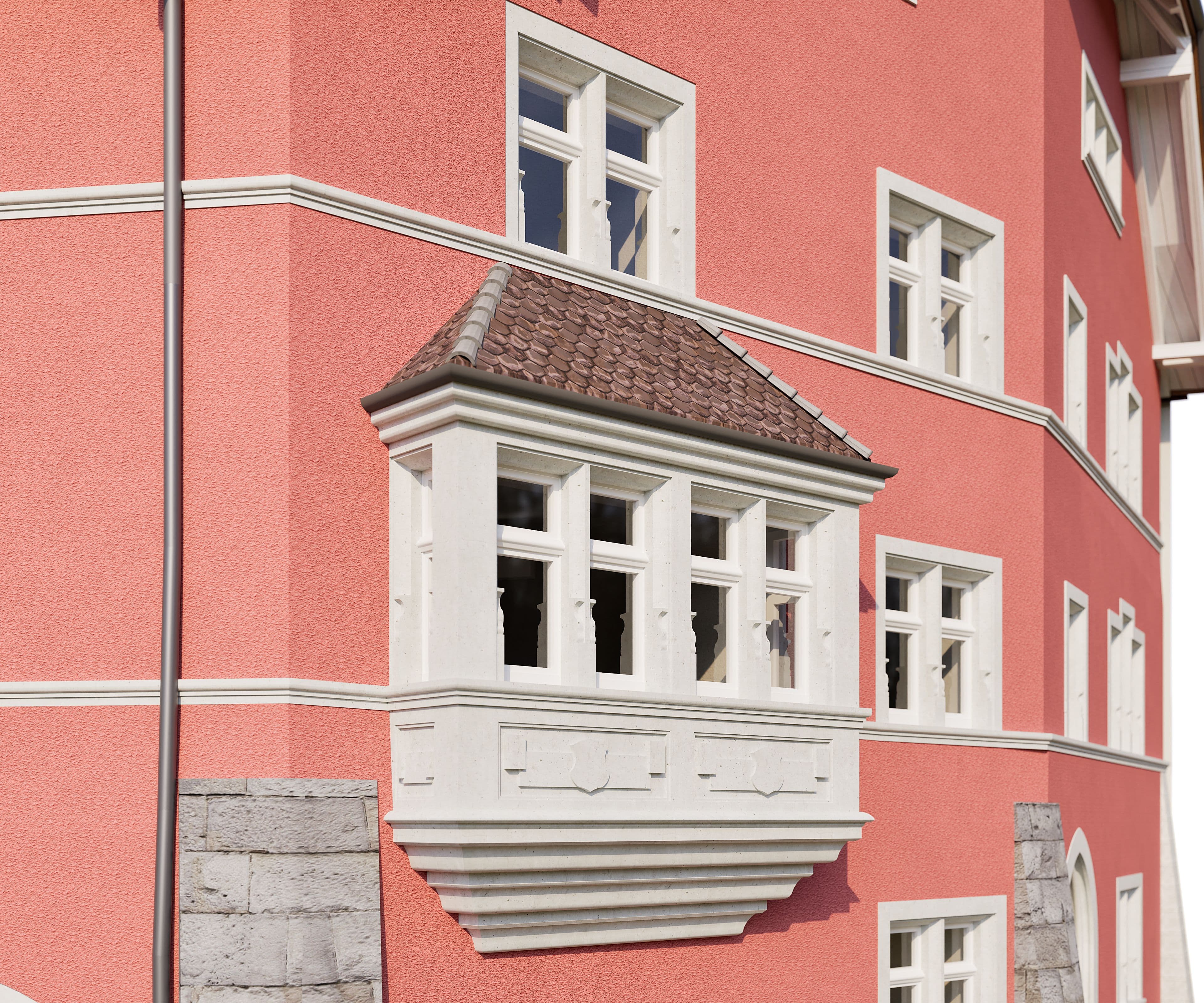 Denkmalgeschütztes Rathaus am Laufenplatz in Laufenburg, aufgenommen mit 3D-Laserscanning als Grundlage für die denkmalgerechte Sanierung