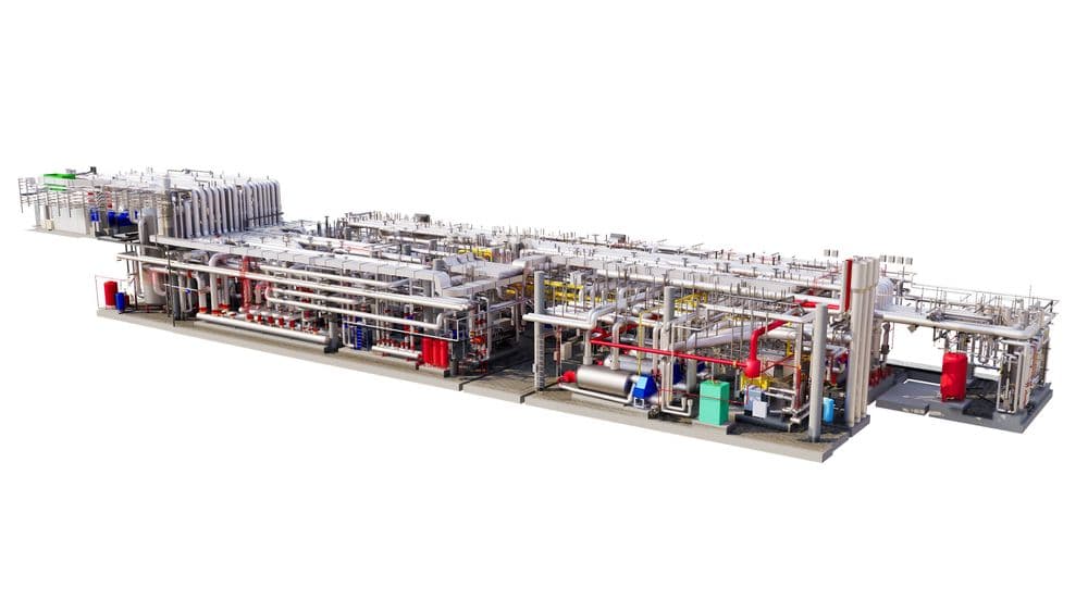 3D BIM Modell einer Technikzentrale mit technischen Anlagen erstellt aus Laserscanning und Punktwolken