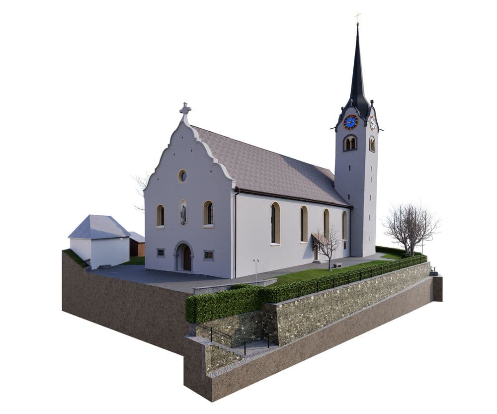 Realitätsnah modelliertes Kirchengewölbe im 3D-Modell