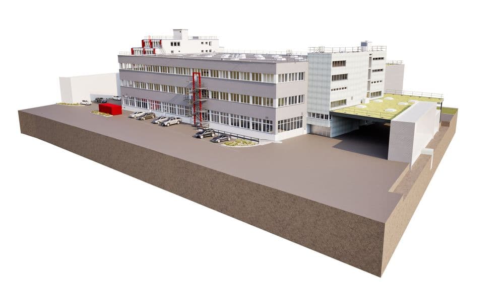 Punktwolke einer gescannten Gebäudeanlage als digitale Bestandsaufnahme