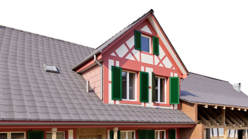 3D-Modell eines Fachwerk-Holzbaus basierend auf Laserscanning