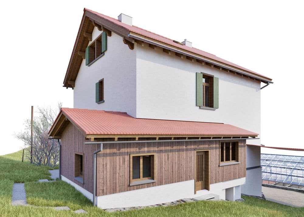 3D Vectorworks Modell eines Bestandsgebäudes in Saas im Prättigau