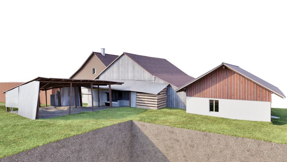 Punktwolke zu 3D Modell Bauernhof Schweiz